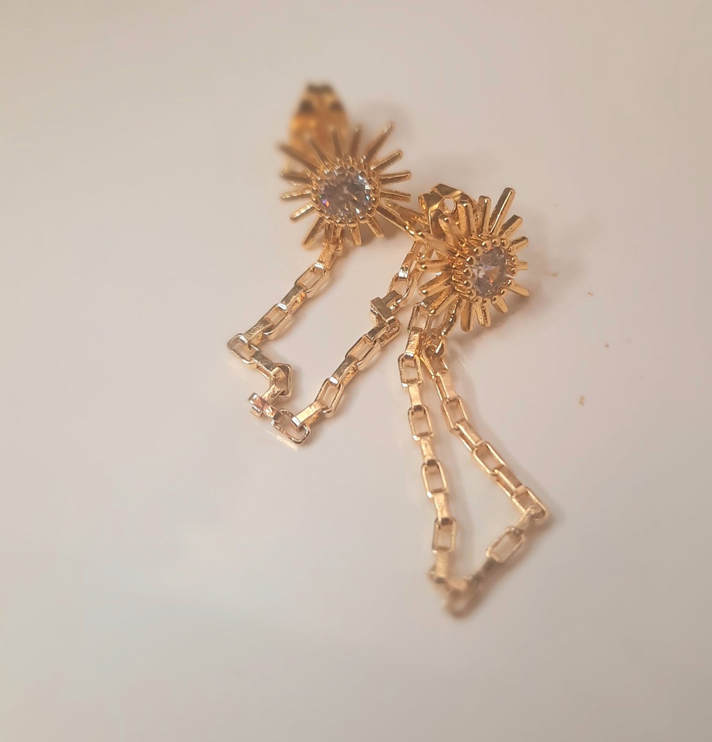 CZ starburst chain earring
