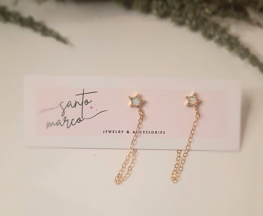 Mini star chain earring