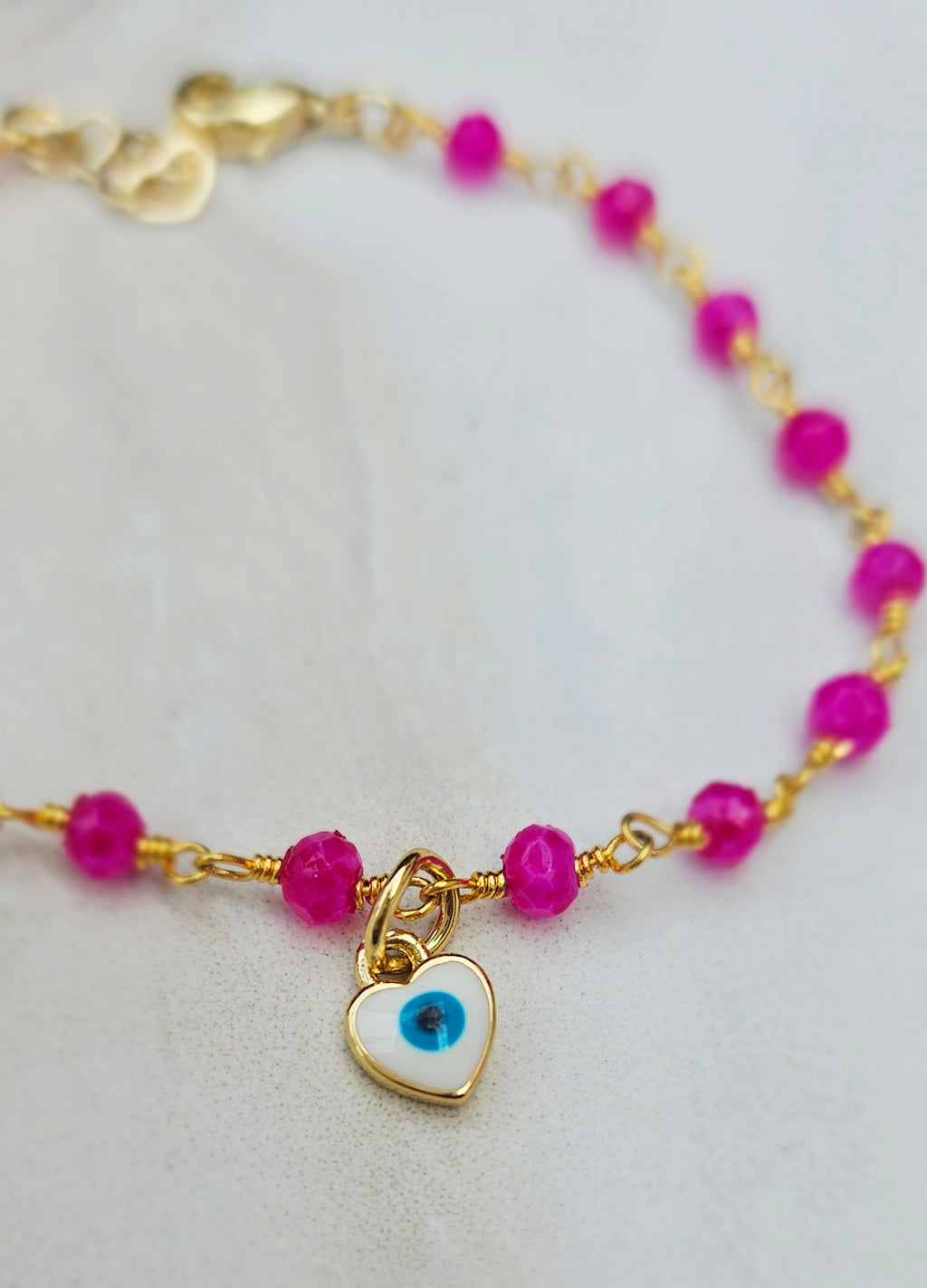 Hot pink Jade Rosary Beaded bracelet