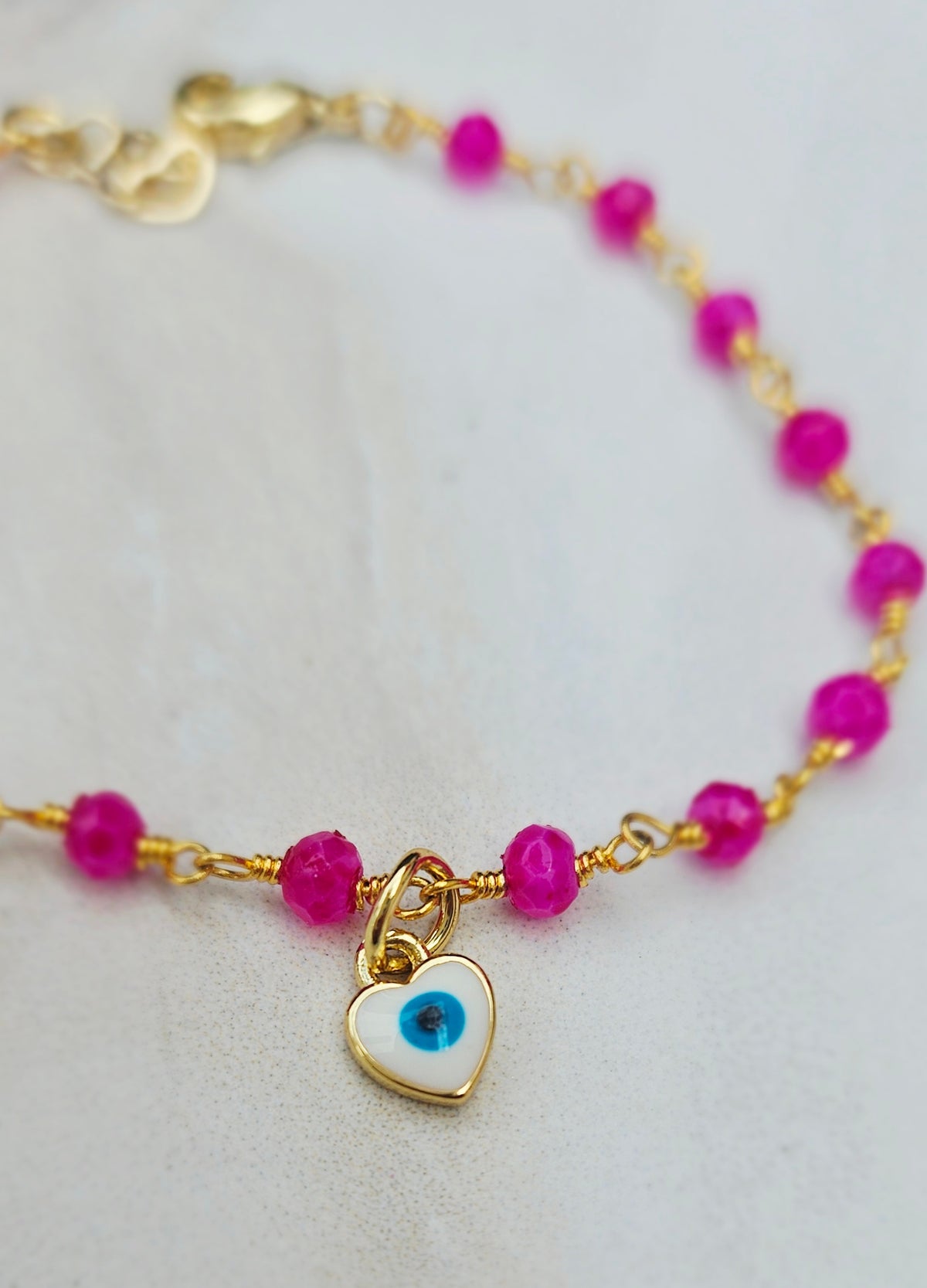 Hot pink Jade Rosary Beaded bracelet