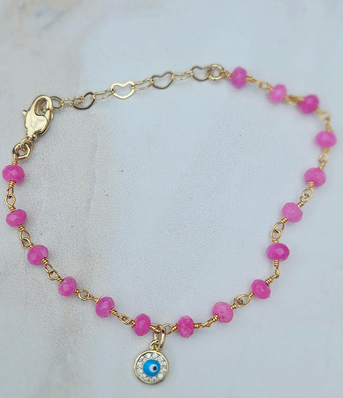 Hot pink Jade Evil Eye Round
