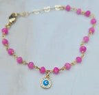 Hot pink Jade Evil Eye Round