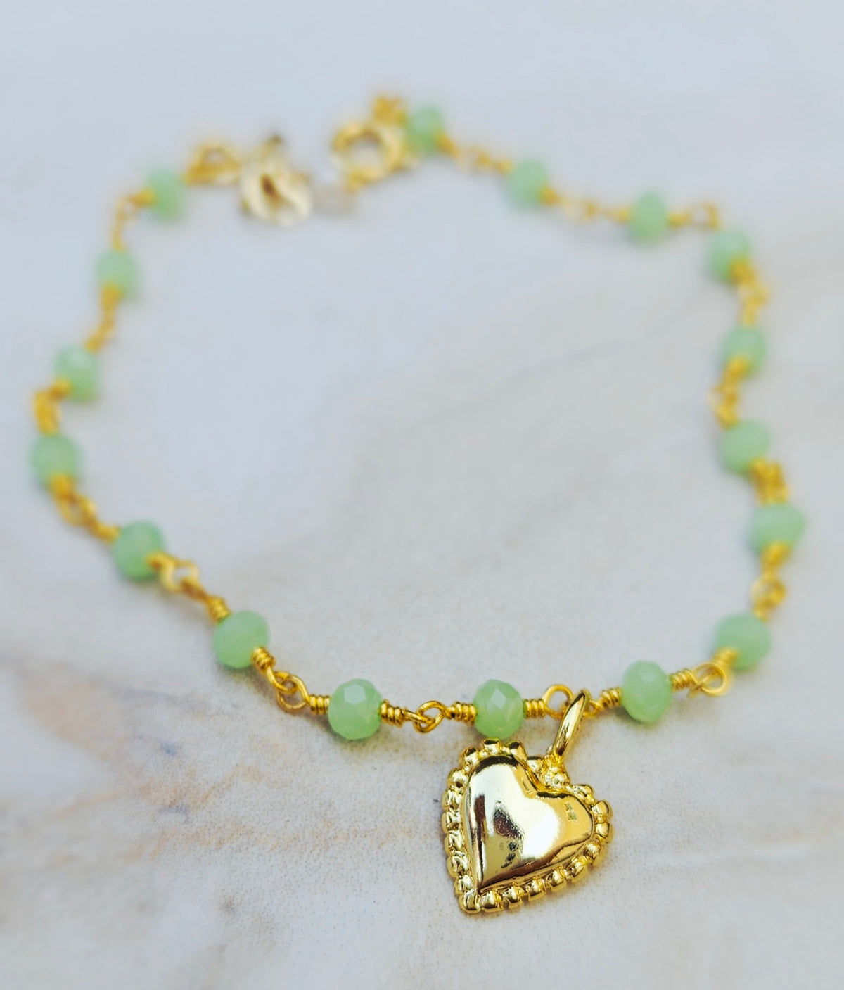 BEADED Prehnite Rosary Bracelet