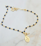 Tiny Sapphire Beaded Rosary with Mary