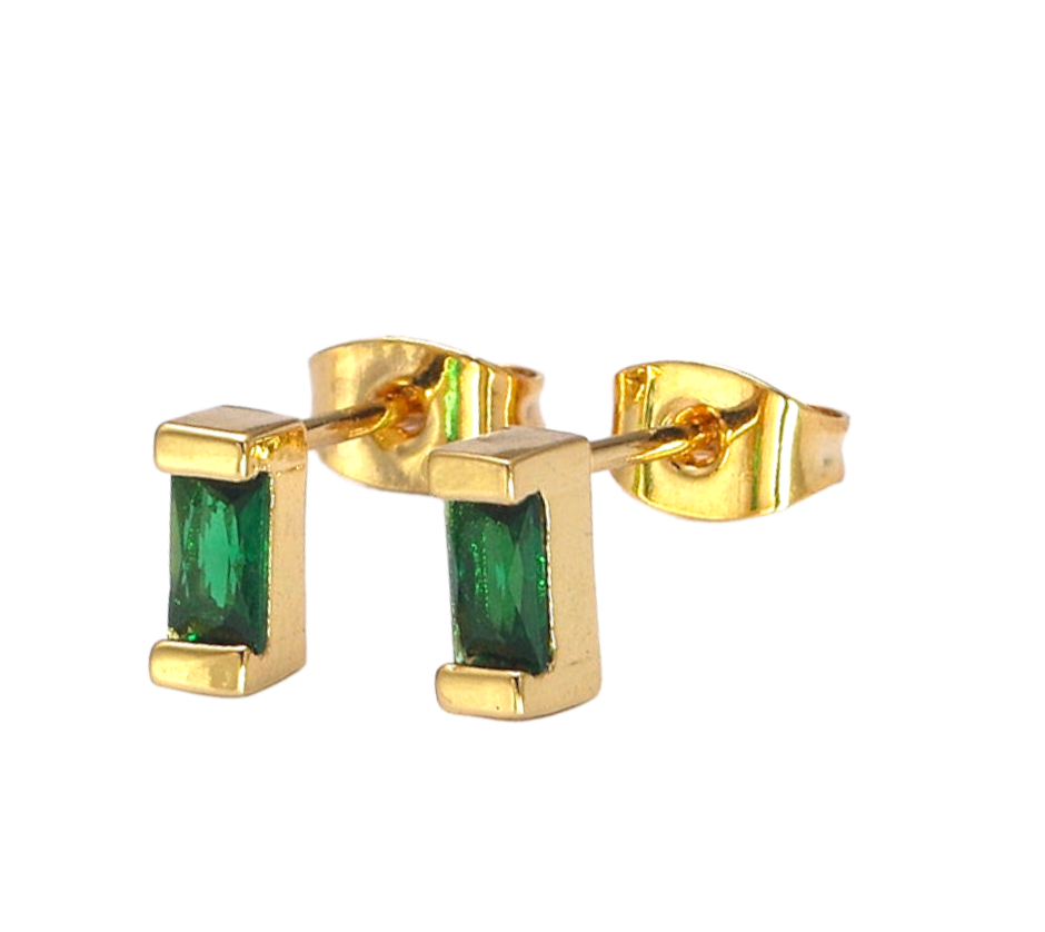 GREEN Baguette stud