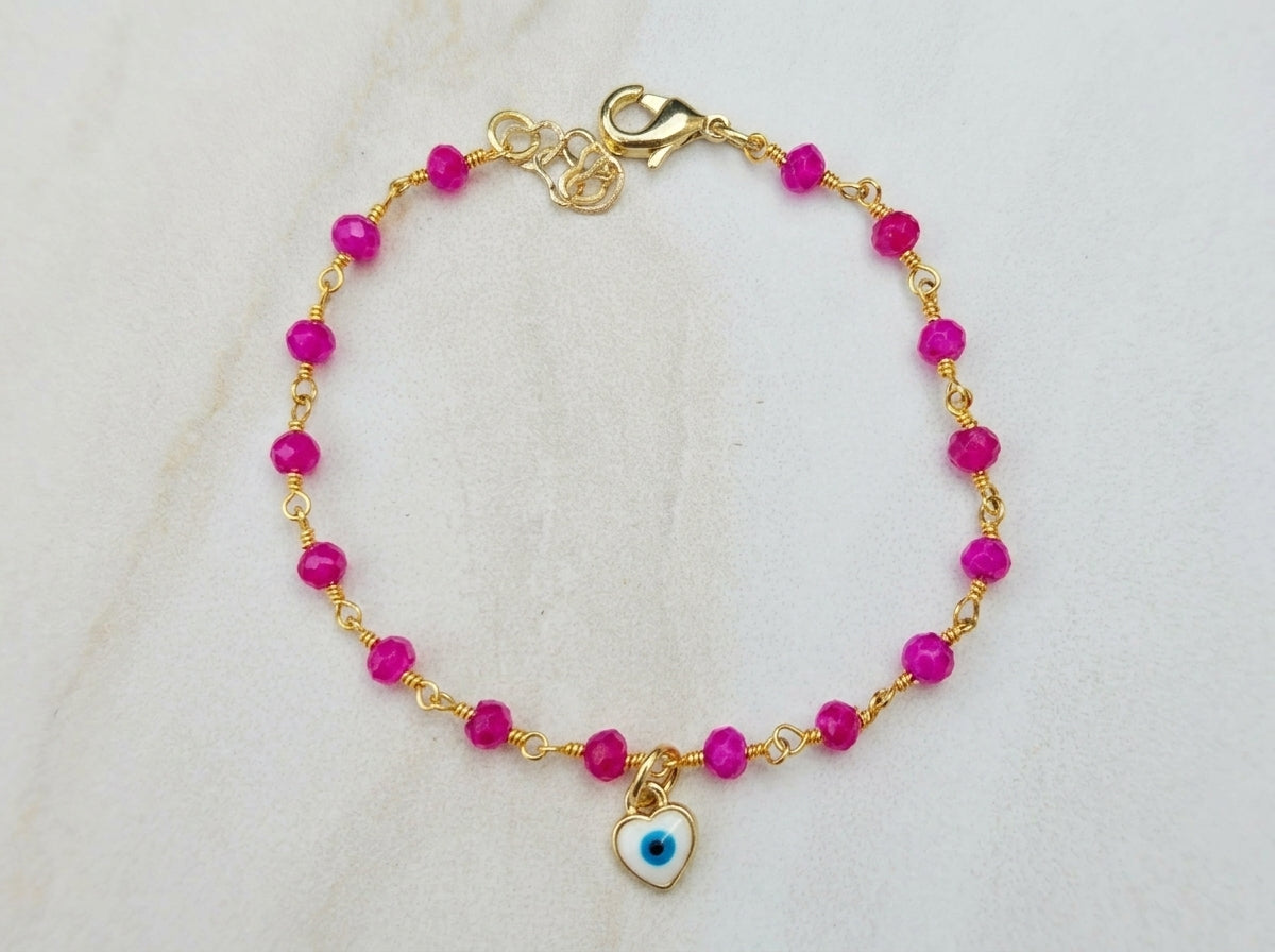 Hot pink Jade Rosary Beaded bracelet